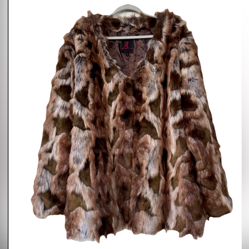 Vintage Adrienne Landau Vegan Faux Fur Coat Jacket 3x Nwot Avant Garde Artsy